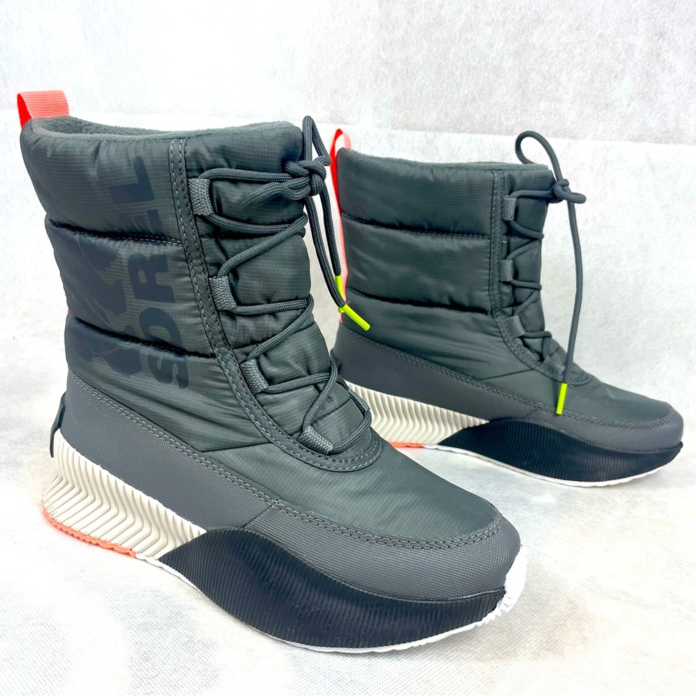 Sorel Out N About III Puffy Lace-up Waterproof Snow Boot Dark Grey Womens Size 6